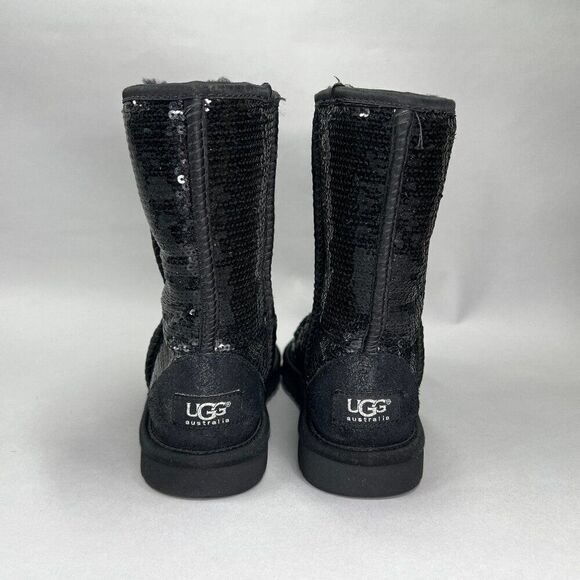 UGG Women's Size 6 Classic Short Black Sequin Winter Boots - Picture 5 of 12